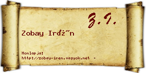 Zobay Irén névjegykártya